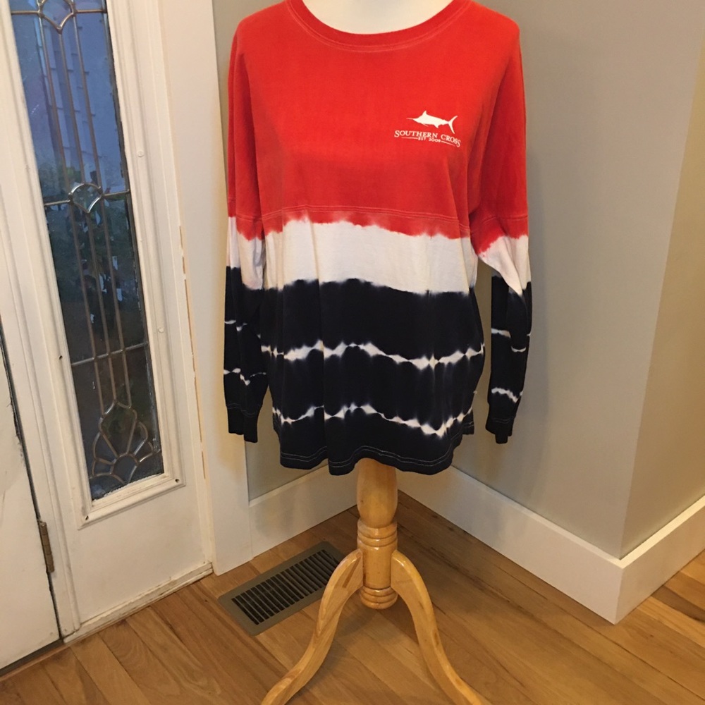 Red, white, and blue long sleeve Tee